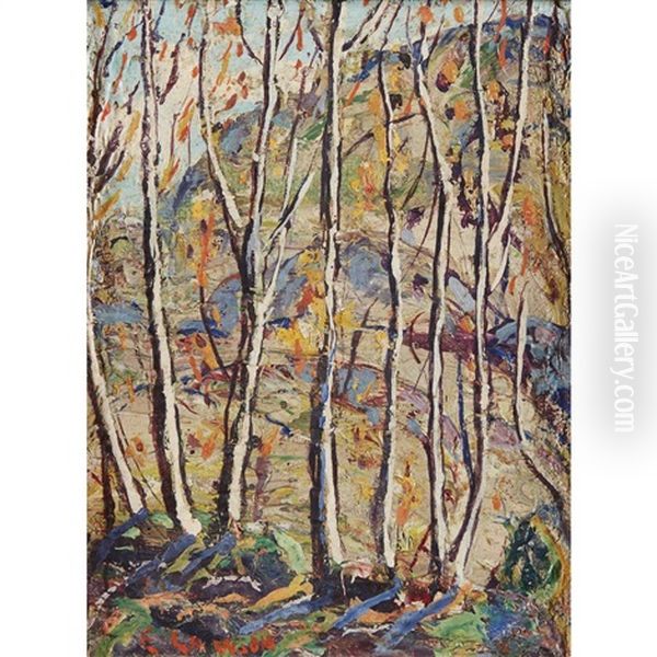 Stripling Birches Oil Painting by Ernest Lawson