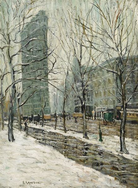 The Flatiron Building Oil Painting by Ernest Lawson