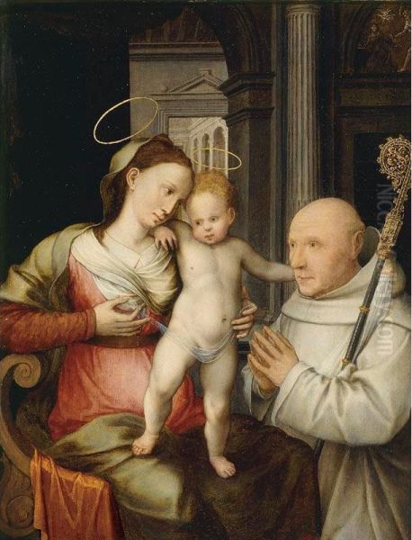 Saint Bernard Of Clairveau And The Miracle Of Lactation Oil Painting by Jean Bellegambe