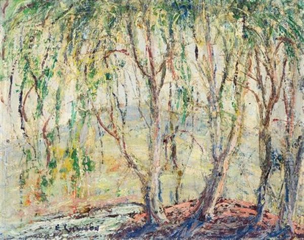 Colorado Cottonwoods Oil Painting by Ernest Lawson