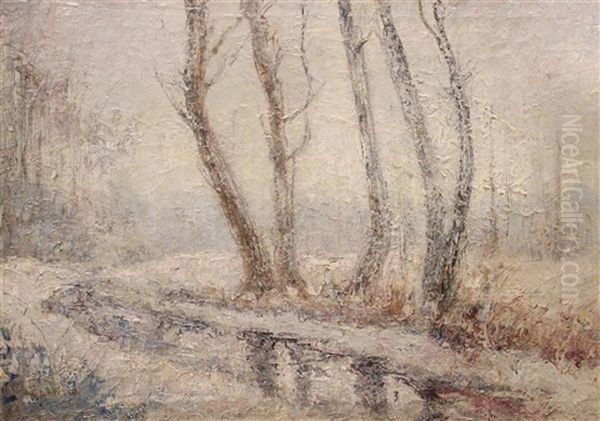 Snowy Landscape Oil Painting by Ernest Lawson