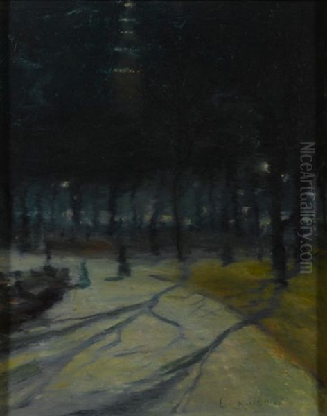 Evening, Madison Square Park Oil Painting by Ernest Lawson