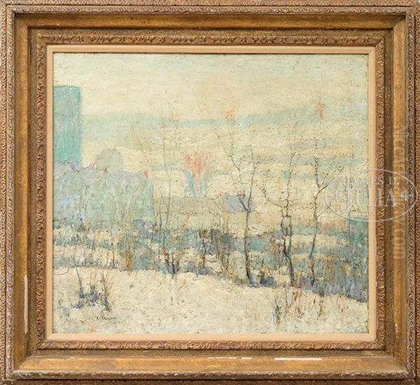 New York Farm In Winter Oil Painting by Ernest Lawson