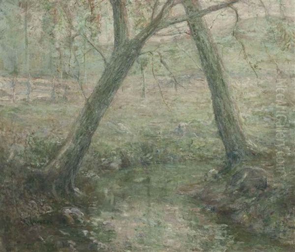 The Crossed Trees Oil Painting by Ernest Lawson