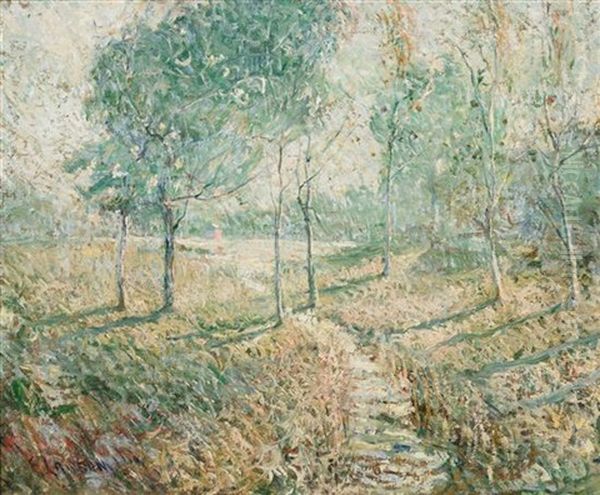 Spring Landscape And Harbor Scene (a Double Sided Work) Oil Painting by Ernest Lawson