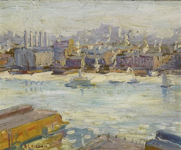 East River, New York Oil Painting by Ernest Lawson