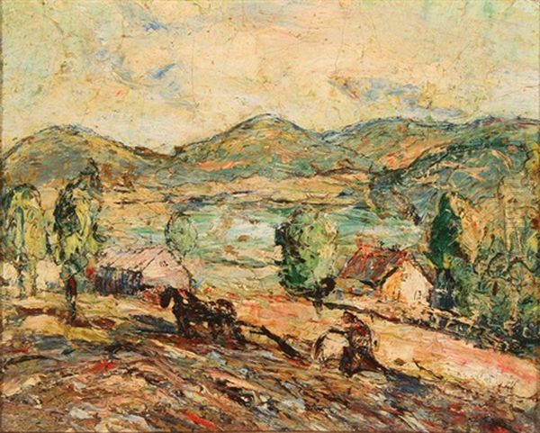 Plowing The Field Oil Painting by Ernest Lawson