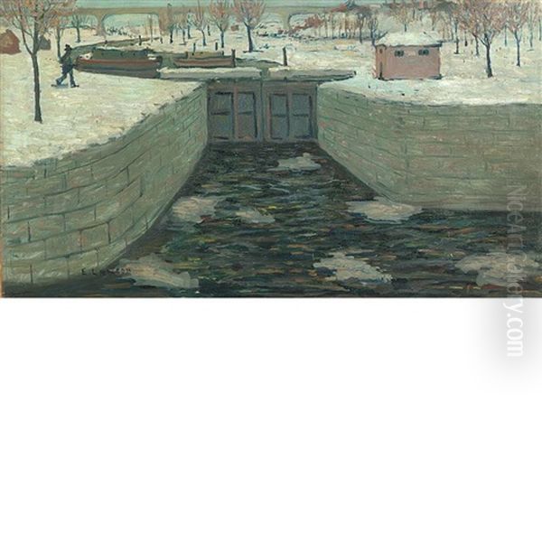 The Lock, New Hope, Pennsylvania Oil Painting by Ernest Lawson