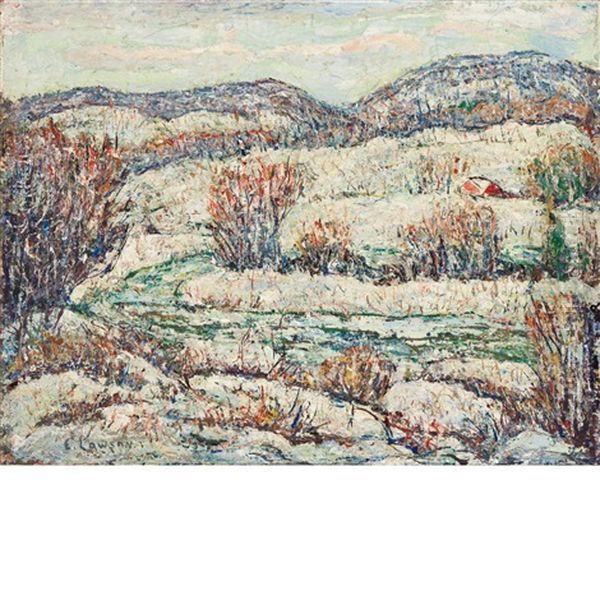 Snowy Winter Oil Painting by Ernest Lawson