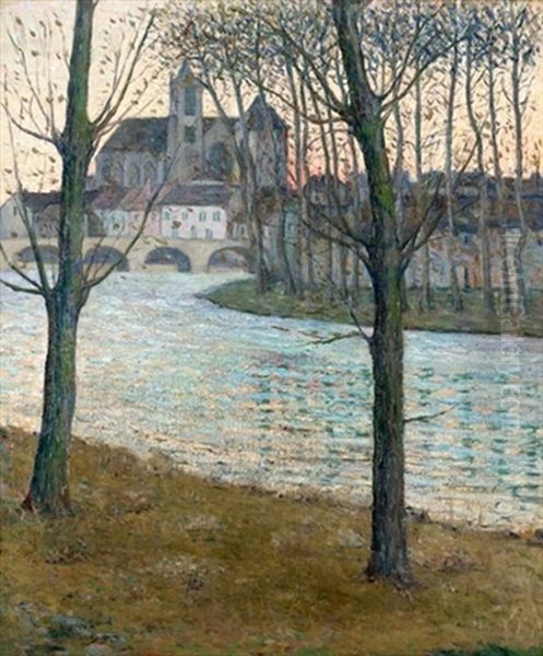 Twilight In Winter, Moret-sur-loing Oil Painting by Ernest Lawson