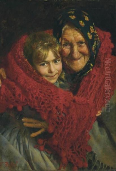 Grandmother And Child Oil Painting by Gaetano Bellei