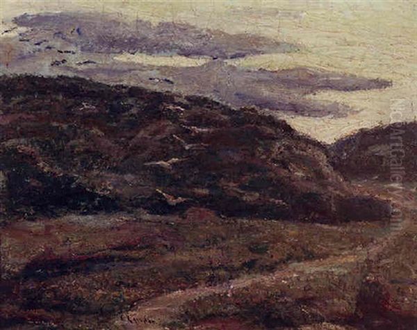 A Flock Of Birds Rounding A Hillside At Dusk Oil Painting by Ernest Lawson