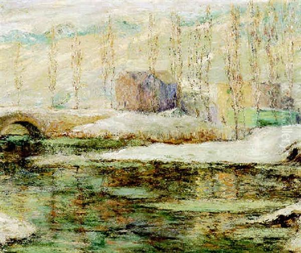 Tibbett's Creek In Winter Oil Painting by Ernest Lawson