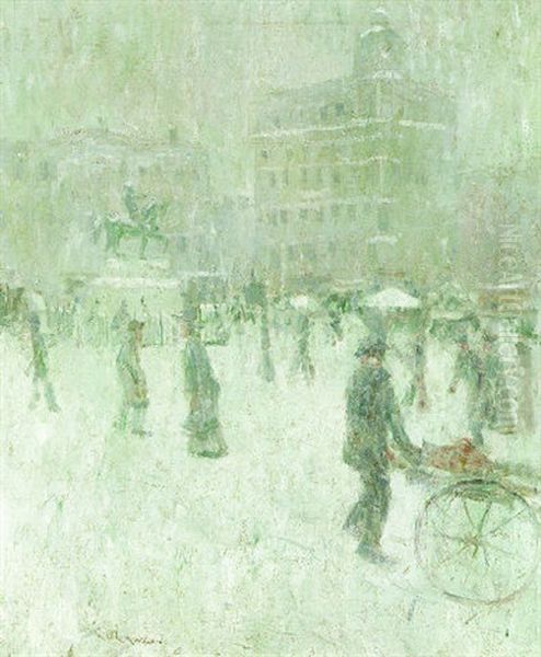 Union Square Oil Painting by Ernest Lawson