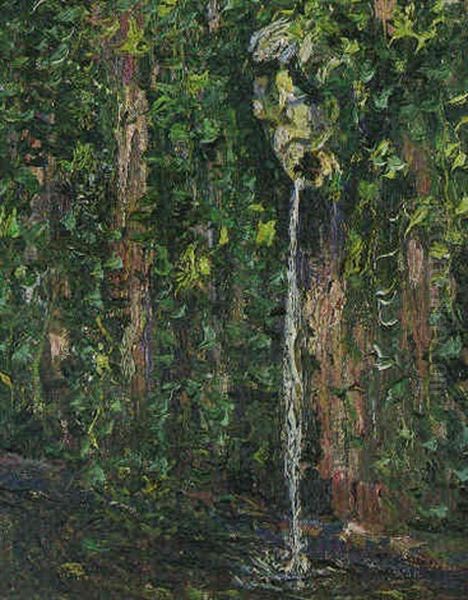 The Water Fountain Oil Painting by Ernest Lawson