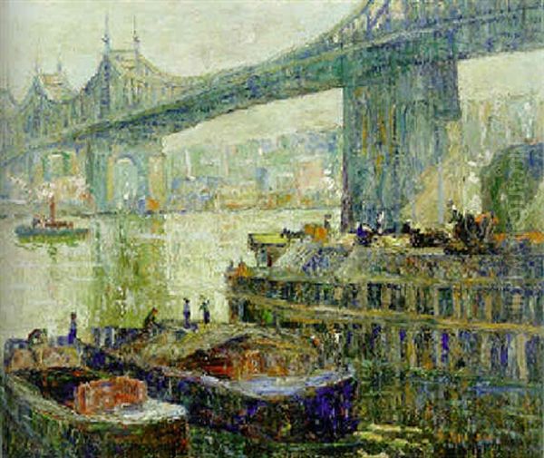 Queensboro Bridge Oil Painting by Ernest Lawson