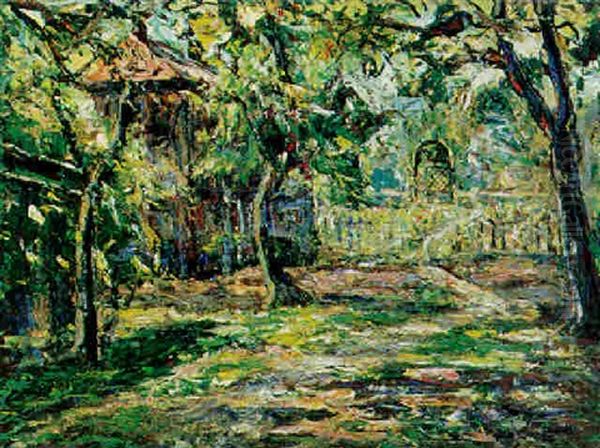 House And Garden, Montgomery, Alabama Oil Painting by Ernest Lawson