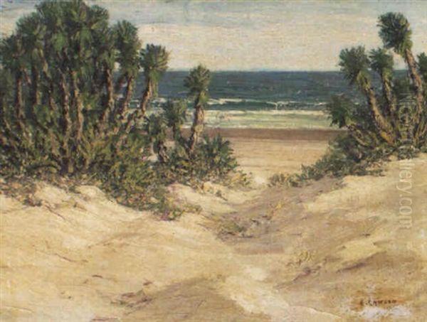 Beach Scene, Miami Oil Painting by Ernest Lawson