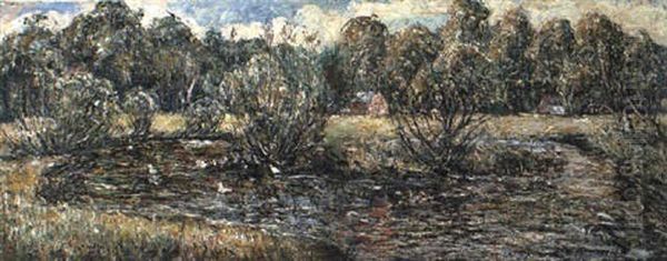 Duck Pond At Norfolk, Connecticut Oil Painting by Ernest Lawson