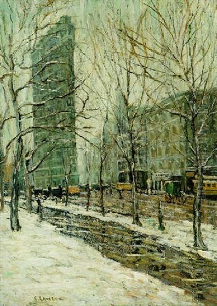 The Flatiron Building Oil Painting by Ernest Lawson