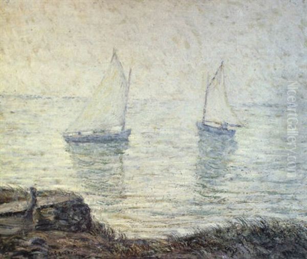 Sailboats Oil Painting by Ernest Lawson