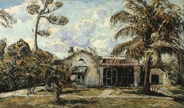 My House In Coral Gables, Florida Oil Painting by Ernest Lawson