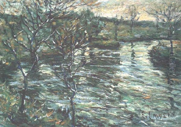 Evening By A River Oil Painting by Ernest Lawson