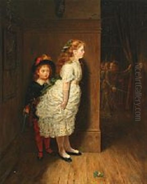 Interior With Playing Children Oil Painting by Francis Wilfred Lawson