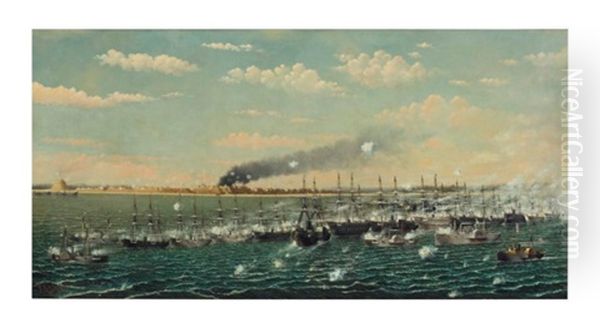 Bombardment Of Fort Fisher Oil Painting by Thomas F. Laycock