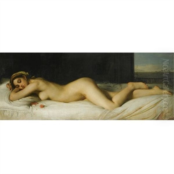 Odalisque Couchee Oil Painting by Joseph Fortune-Seraphin Layraud