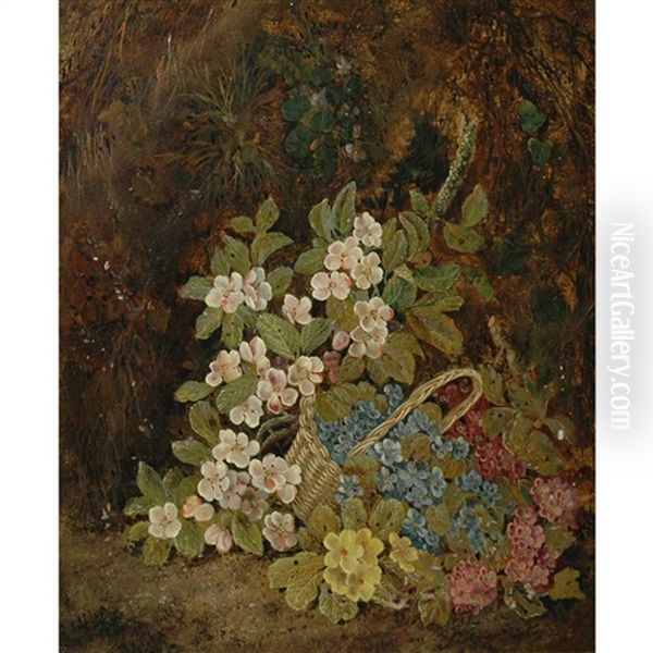 Geraniums In A Forest Interior Oil Painting by Jean-Pierre Lays