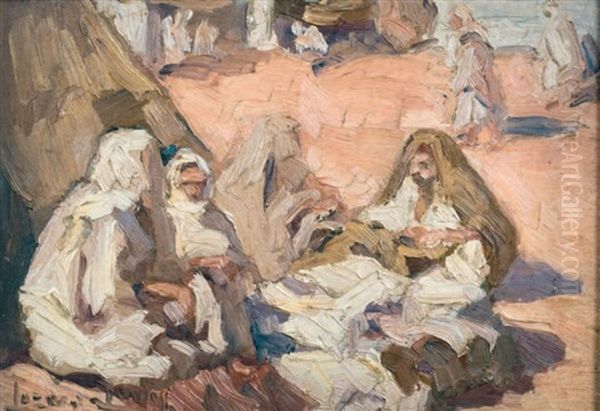 Bedouins Scene De Marche Orientale Oil Painting by  Lazare-Levy