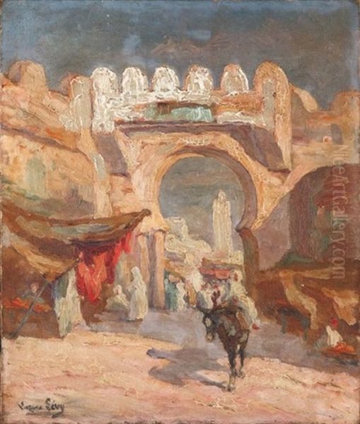 Promenade Devant Les Remparts Oil Painting by  Lazare-Levy