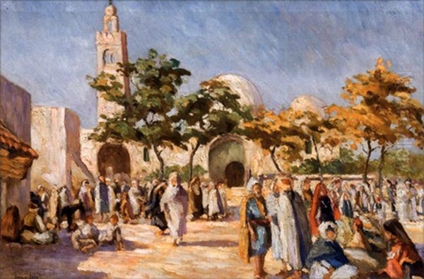 Jour De Marche A Kairouan Oil Painting by  Lazare-Levy