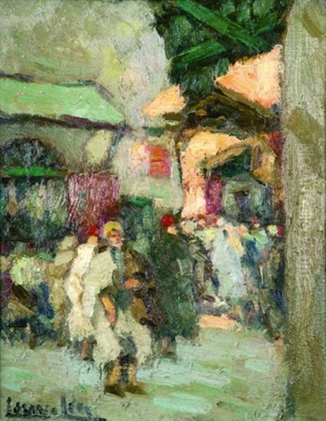 Foule Aux Abords D'un Souq Oil Painting by  Lazare-Levy