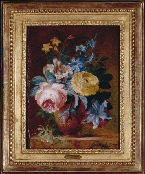 A Still Life Of Flowers In A Vase Oil Painting by Bruno Michel Bellenge