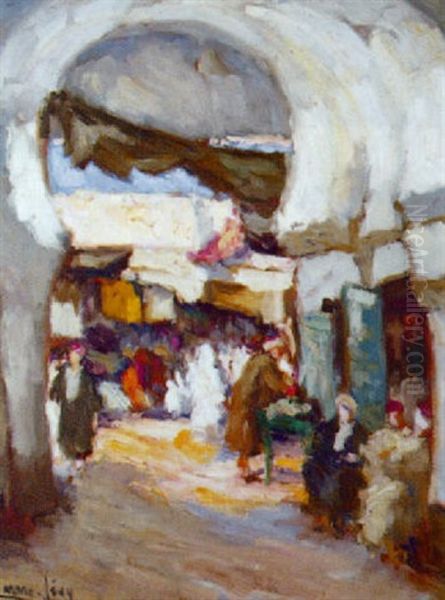 Scene De Bazar A Tunis Oil Painting by  Lazare-Levy