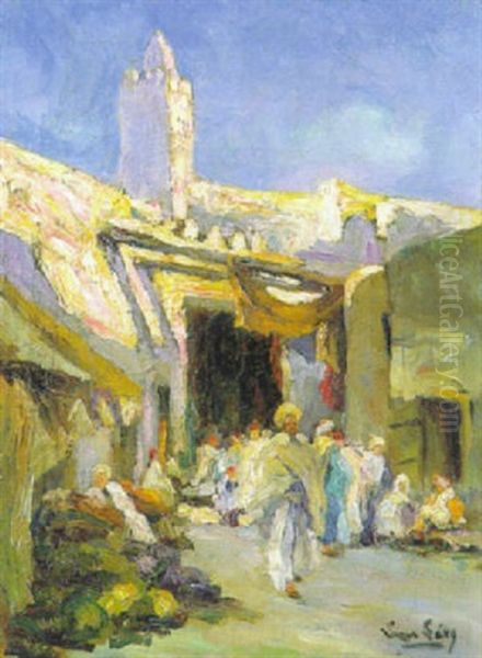 Entee Des Souks A Kairouan Oil Painting by  Lazare-Levy