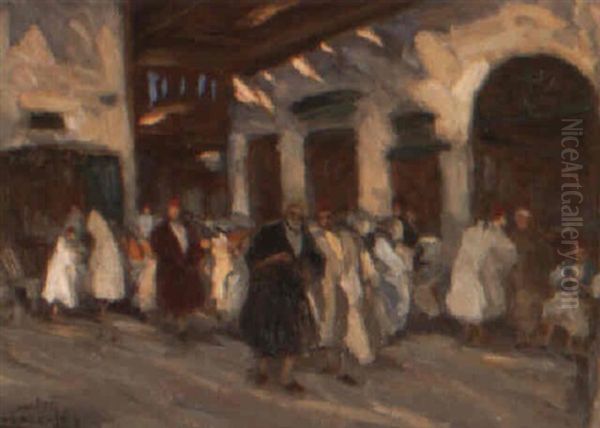 Promeneurs A Tunis Oil Painting by  Lazare-Levy