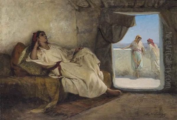 A Smoke In The Harem Oil Painting by Jean Raymond Hippolyte Lazerges