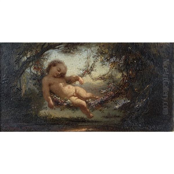 Putto Dormant Oil Painting by Jean Raymond Hippolyte Lazerges