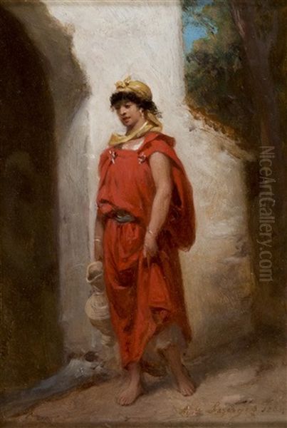 Femme A La Fontaine Oil Painting by Jean Raymond Hippolyte Lazerges