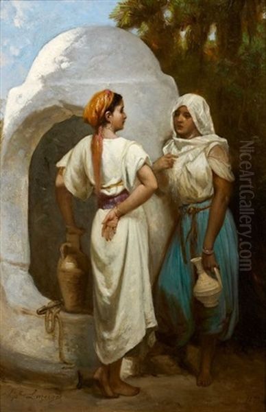 La Conversation Oil Painting by Jean Raymond Hippolyte Lazerges