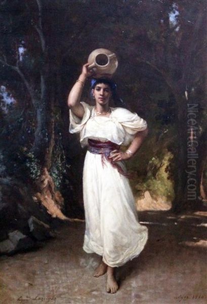 A Water Carrier, Algiers Oil Painting by Jean Raymond Hippolyte Lazerges