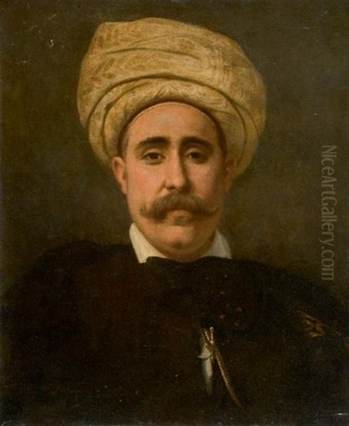 Portrait D'homme Au Turban Oil Painting by Jean Raymond Hippolyte Lazerges