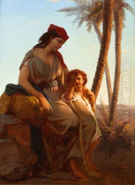 Femme Kabyle Et Son Fils Oil Painting by Jean Raymond Hippolyte Lazerges