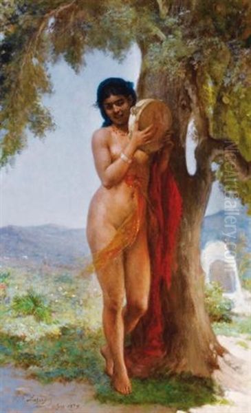 La Joueuse De Tambourin Oil Painting by Jean Raymond Hippolyte Lazerges