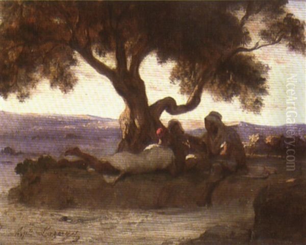 Les Conteurs Sous L'arbre Oil Painting by Jean Raymond Hippolyte Lazerges