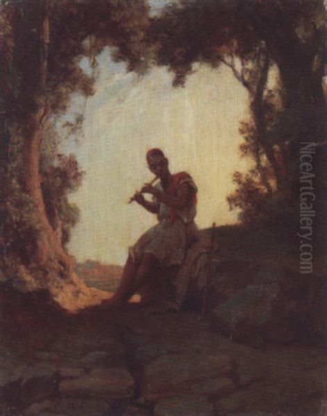 Berger Jouant La Flute Oil Painting by Jean Raymond Hippolyte Lazerges