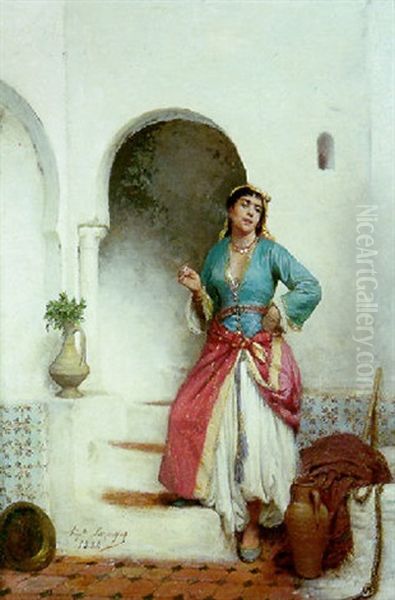 Devant La Porte Oil Painting by Jean Raymond Hippolyte Lazerges